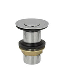 Válvula click de lavatório cromada com botão em aço inox montada