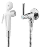 Kit de ducha higiênica com registro de metal - volante C34 de ABS - gatilho branco