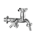 Torneira fixa de ABS cromada com cruzeta para tanque com saída para máquina de lavar