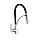 Torneira monocomando cromado com tubo de silicone preto para cozinha