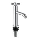 Torneira fixa alta de ABS cromada com cruzeta para lavatório