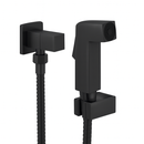 Kit de ducha higiênica quadrado com registro de metal e gatilho de ABS preto